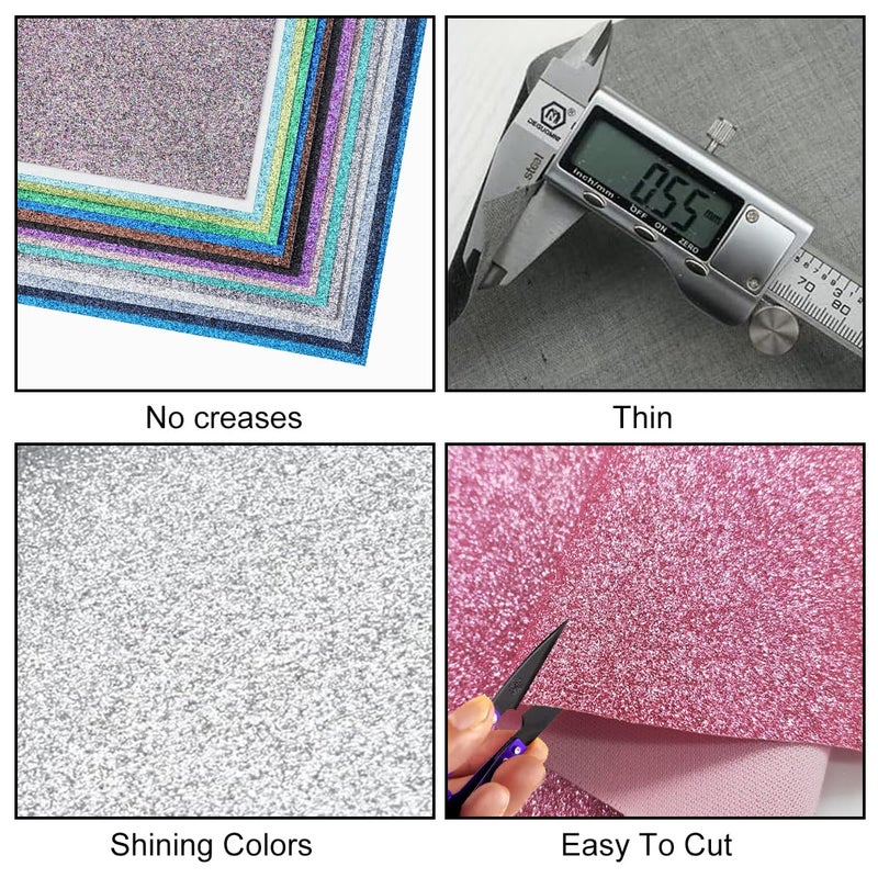 Litchi 32 Colors 8X6 Inches Glitter Faux Leather Fabric Sheets for Leather Bows, Earring, Jewelry Making, Sewing, Shoe Making and Craft Making - Image 4
